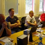 Tony Kvickström BDX, Mikael Öhlund, Mikkal Utsi och Ola Saari Vattenfall Eldistribution AB på uppstartsmöte i Jokkmokk 2017