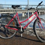 En cykeltur till projekt "Styrd borrning under Klarälven" vid Borgmästarbron, Karlstad i det soliga vädret. 2019