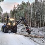 Rasering av tele-stolpar inför förläggning av Hsp-kabel på Jäverön. Karlstads El- och Stadsnät AB 2021